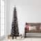 6ft. Pre-Lit Black Tinsel Artificial Tree, Clear Lights
